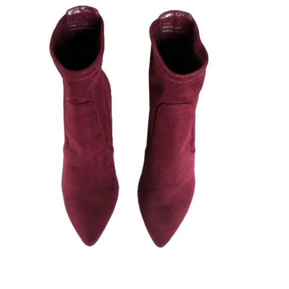 Expression Ankle Boots Suede Wine Color Heel Pull-on Chic Casual Sz  7 US - Picture 6 of 10
